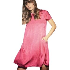 NWT NATION LTD Marie Sateen Tee Shift Dress in Ultra Pink